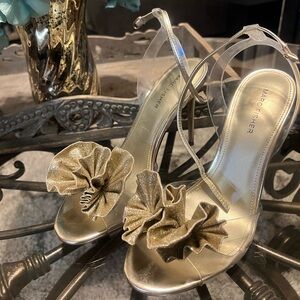 !!NWOT!!  Marc Fisher Clear & Gold, Open Toe Dressy Heels (3 in.) -  Size 9